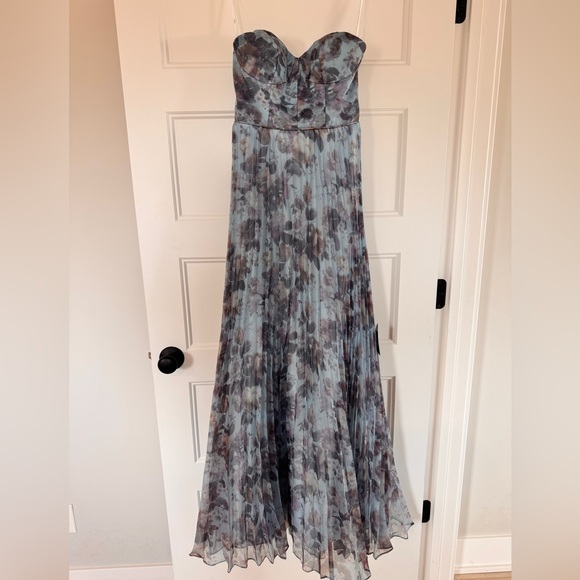 Lulu's Blue Floral Strapless Maxi Dress - Picture 2 of 7